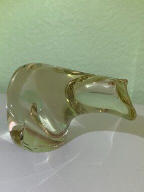 Vintage Crystal Hand Blown Polar Bear Clear Art Glass Paper Weight Figurine